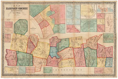 Hampden County Massachusetts 1857 Old Map Reprint Old Maps
