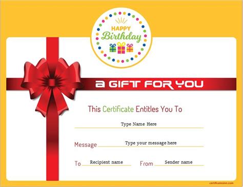 Choose from a variety of designs and denominations to make it just the right gift. Birthday Gift Certificate Sample Templates for WORD | Professional Certificate Templates
