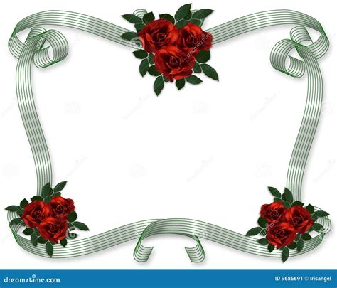 Red Roses Wedding Invitation Border Stock Image Image 9685691
