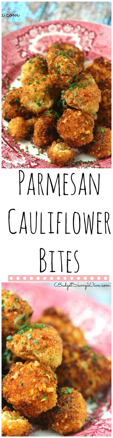 Roasted cauliflower bites with garlic and parmesan. Parmesan Cauliflower Bites Recipe | Budget Savvy Diva