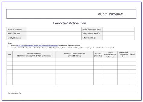 Iso 9001 Corrective Action Plan Template