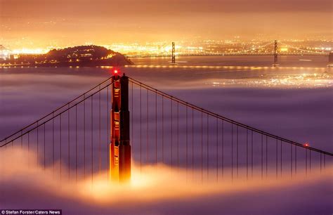 Golden Gate Bridge Photographs Emerging From Fog During San Francisco