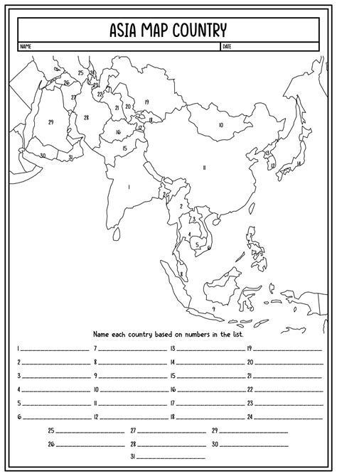 8 Asia Blank Map Worksheets Printable Free PDF At Worksheeto