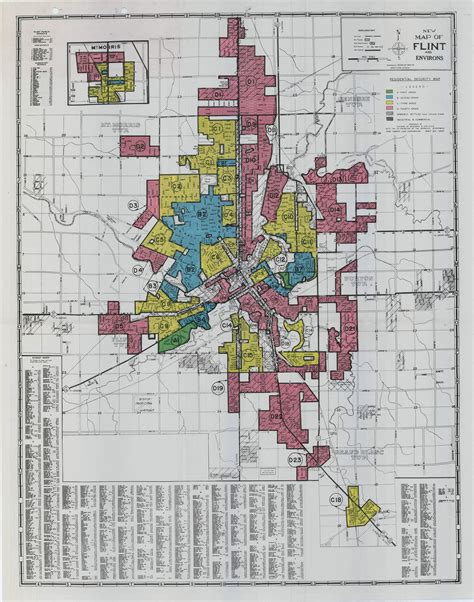 Flint Housing Redline Map 1937 Flint Michigan Flint Genesee County
