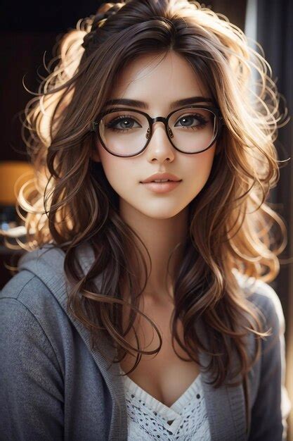 Premium Ai Image Pretty Girl Wearing Glasses