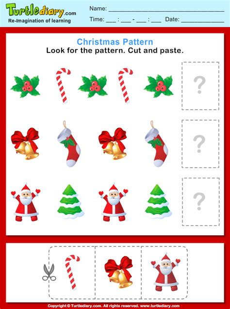 You might also enjoy our free preschool and kindergarten worksheets for fall. Christmas Pattern Cut and Paste 1 2 1 2 1 Worksheet ...