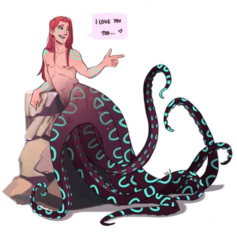 A Woman Sitting On Top Of A Giant Octopus Next To A Sign That Says I Love You Too