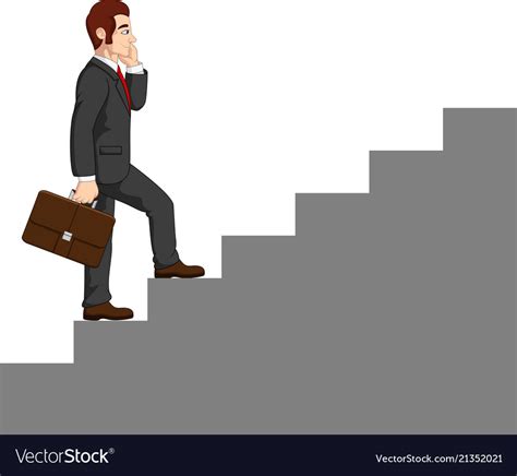 Cartoon Businessman Climbing Stairs Royalty Free Vector