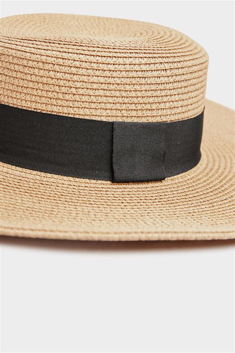 Natural Brown Straw Wide Brim Boater Hat Long Tall Sally