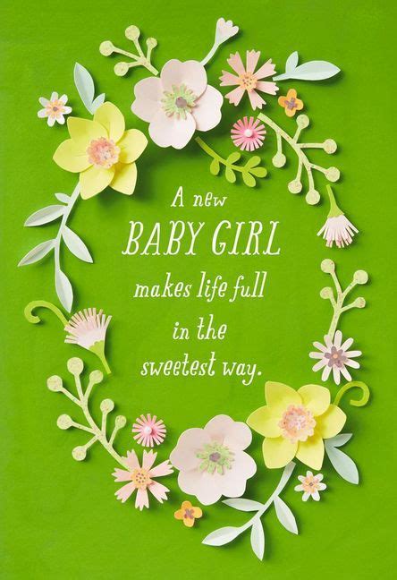 Flower Wreath New Baby Girl Card New Baby Products New Baby Wishes