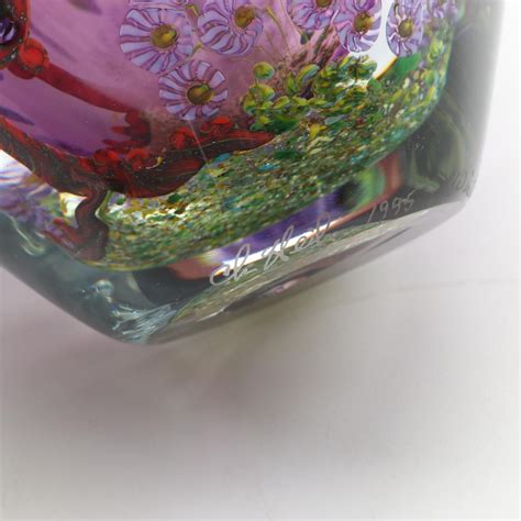 Chris Heilman Art Glass Vase Wisteria And Garden Ebth