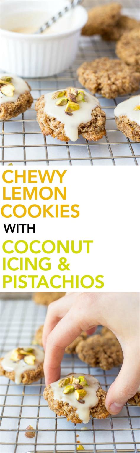 Chewy Lemon Cookies With Coconut Icing And Pistachios