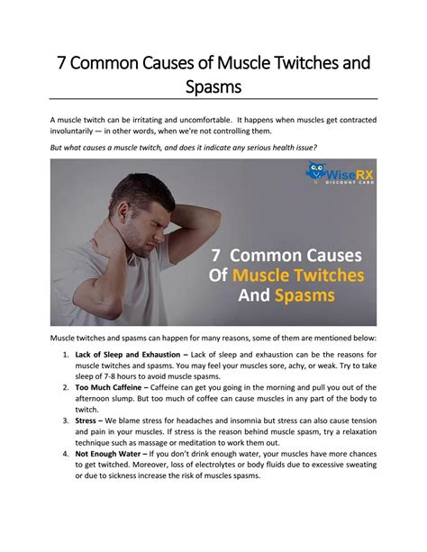 7 Common Causes Of Muscle Twitches And Spasms By Wise Rx Card Issuu
