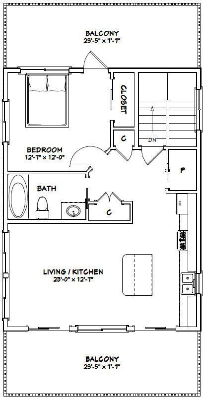 24x32 House 24x32h7a 830 Sq Ft Excellent Floor Plans Garage Apartment Floor Plans
