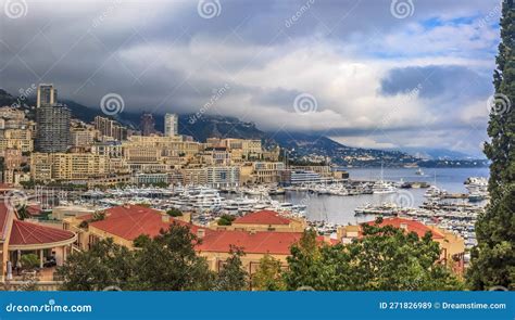 Panorama Of The Skyline And Monte Carlo Harbor With Luxury Yachts In