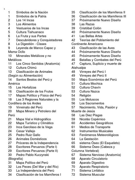 Listado De Laminas Huascaran Pdf Imperio Inca Perú