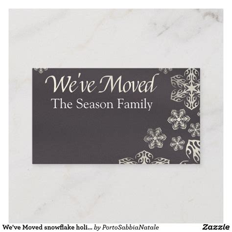 Christmas cards today show snowy scenes, santa claus or christmas trees. We've Moved snowflake holiday Enclosure Card | Zazzle.com ...
