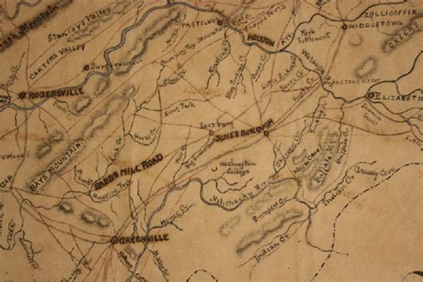 East Tennessee Civil War Period Manuscript Field Map Red Blue
