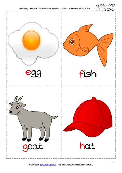Printable Alphabet Flashcards Picture And Word Efgh
