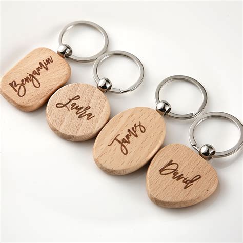 Custom Engraved Wedding Names Teachers Day T Wood Key Chain