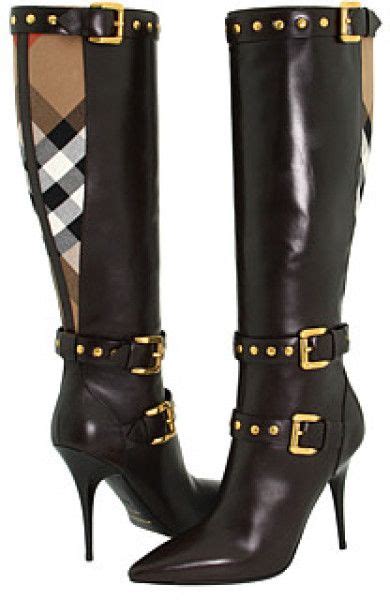 burberry brown check bridle rivet boots boots heels knee high boots