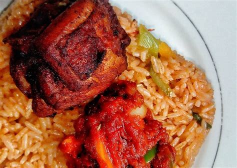 Ghanaian Vegetable Jollof Rice With Red Seasoned Chicken Recipe By