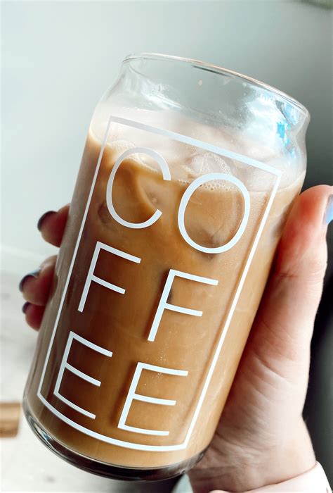 Clear Glass Cans Cute Iced Coffee Glass Personalized Glass Etsy In