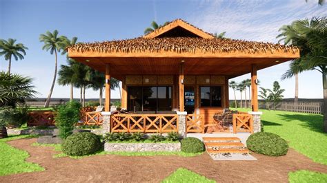 Simple Bahay Kubo Inspired Farm House Half Amakan Native House In The Philippines