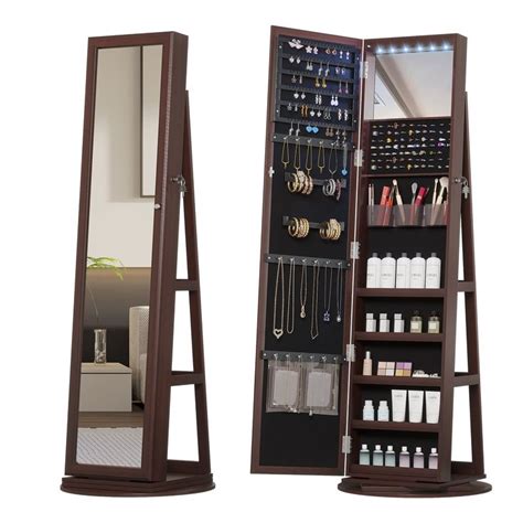 Kasibie Full Length Mirror Jewelry Cabinet 360° Swivel Standing Mirror