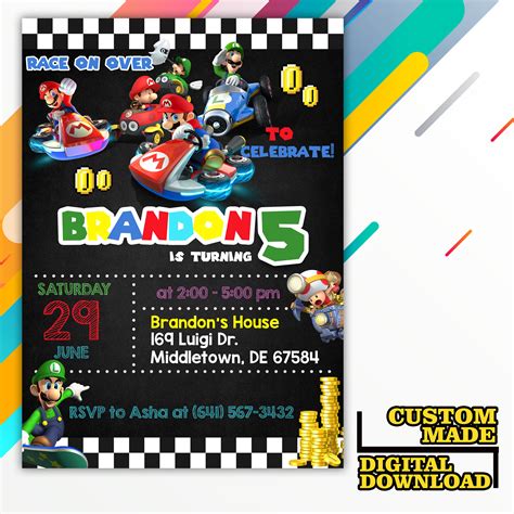 Super Mario Kart Invitation Super Mario Kart Invite Super Mario Kart