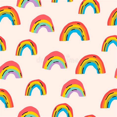 Trendy Colorful Aesthetic Rainbows Seamless Pattern 90s Abstract
