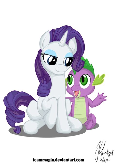 Spike And Rarity Sitting By Teammagix On Deviantart