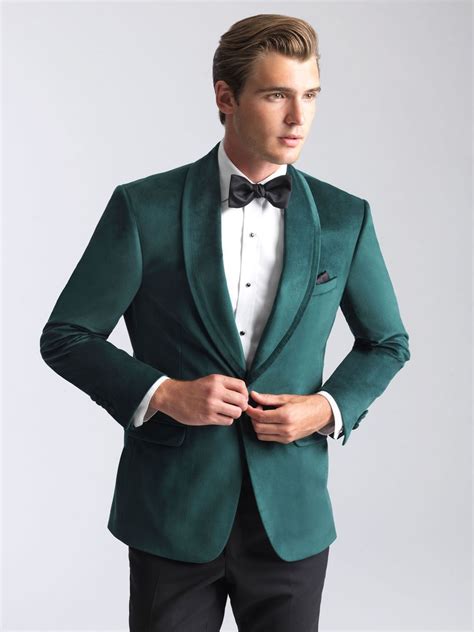 Emerald Green Tuxedos In Slim Fit Venice Velvet 50 L Green Tuxedo