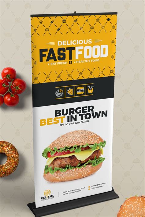 Digital Signage For Fast Food Agency Billboard Rollup Banner