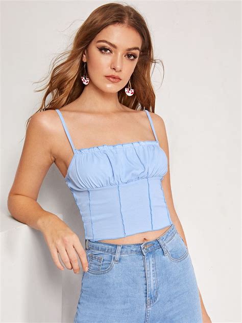 Piping Lettuce Edge Cropped Cami Top In 2022 Cami Tops Cami Crop Top