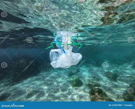 Plastic Bags And Bottles Pollution In Sea Stock Image Image Of