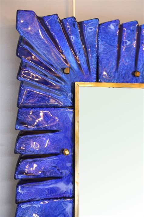Large Murano Cobalt Blue Glass Mirror In Stock For Sale At 1stdibs Cobalt Blue Mirror Glass