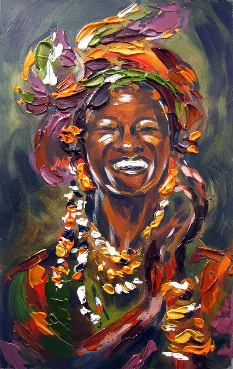 Laughing Woman Art Black Woman Portrait African Wall Art Oil Etsy