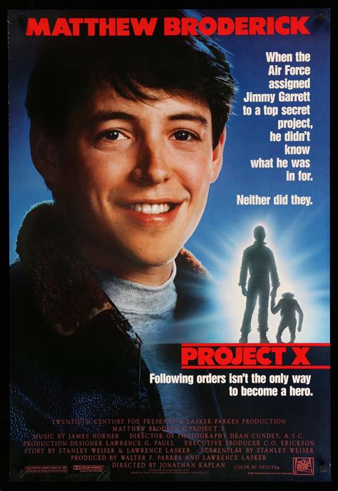 Project X 1987 Original One Sheet Movie Poster Original Film Art