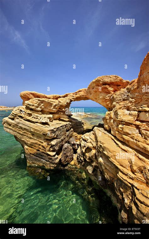 Beautiful Rocky Arch At Hersonissos Heraklion Crete Greece Stock