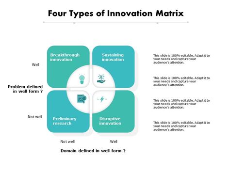 Four Types Of Innovation Matrix Template Presentation Sample Of Ppt