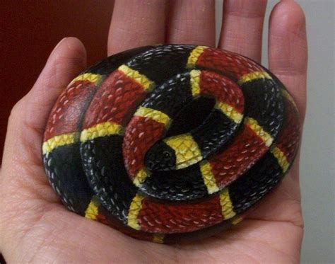 Painted Snake Rock Painted River Rocks Serpent Curled Up Animals