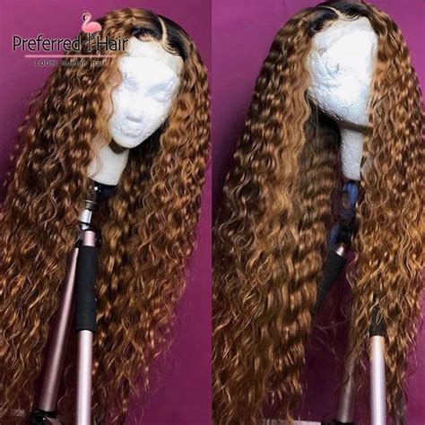 Preferred Curly Human Hair Wig Brazilian Remy Hair Ombre Lace Front Wig