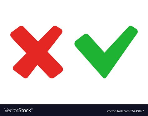 Green Check Mark And Red Cross Right And Wrong Vector Image