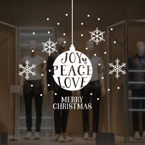 Joy Peace Love Christmas Window Wall Vinyl Decal Shop Retail Etsy