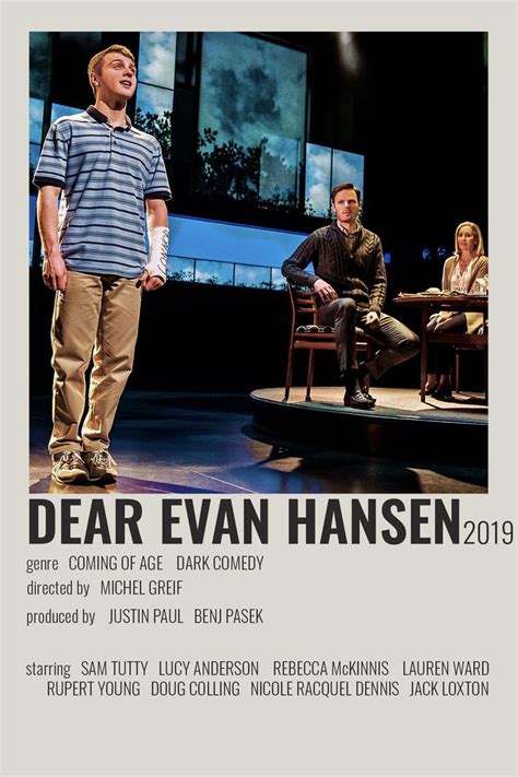Dear evan hansen is an upcoming american musical teen drama film directed by stephen chbosky, and adapted for the screen by steven levenson from his and pasek & paul's 2015 stage musical of. Dear Evan Hansen by cari | Broadway posters, Dear evan hansen, Film posters minimalist