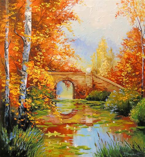 Bridge At The Pond Painting By Olha Darchuk Fine Art America