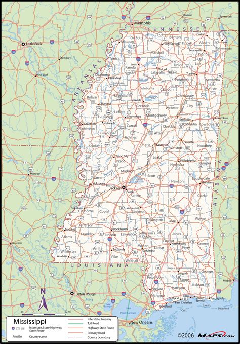 Mississippi County Highway Wall Map By Maps Com Mapsa