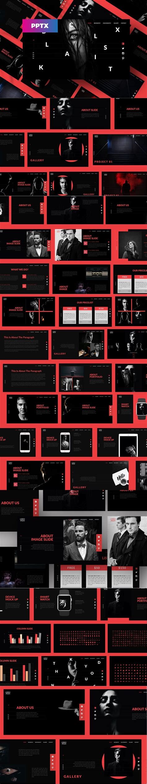 Black Powerpoint Template By Dirtylinestudio On Envato Elements