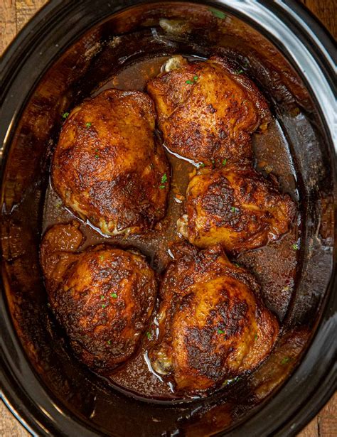 Slow Cooker Rotisserie Chicken Thighs Recipe Dinner Then Dessert